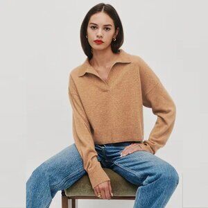 REFORMATION 100% Cashmere Polo Sweater Size Small